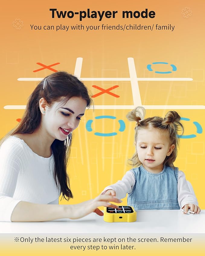 Tic Tac Toe Bolt Game, Electronic 4-in-1 Handheld Puzzle Game Console, Portable Infinite TicTacToe Travel Game for Educational and Memory Growth， Family, Toys Board Games for Kids and Adults