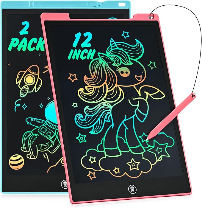 cimetech 2 Pack LCD Writing Tablet for Kids, 12 Inch Toddler Toys for 3-8 Year Old Girls Boys, Doodle Board Drawing Pad Travel Essentials, Educational Toys Birthday Gift for Children