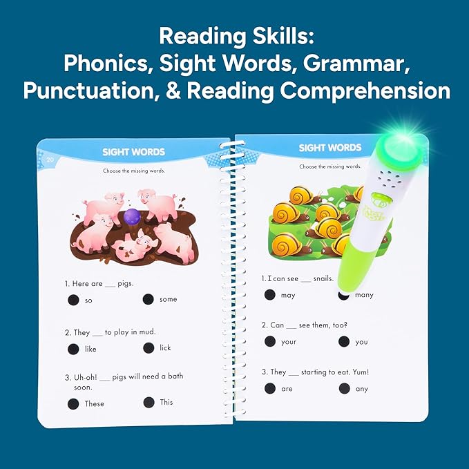 Educational Insights Hot Dots Jr. Let's Master 1st Grade Reading Set - 1st Grade Workbooks with Interactive Pen, Homeschool Learning Activities, Learn to Read Activity Books for Kids Ages 6+