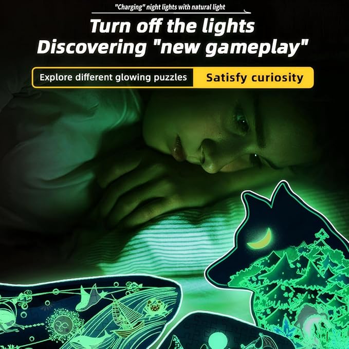OLMZIHYVD Jigsaw Puzzles for Kids Ages 4-8, 200 Pieces Glow in The Dark Dinosaur Floor Puzzle, Educational Gifts for Boys Girls and Animal Lovers, Ideal for Indoor and Outdoor Play, 35.9" × 18.2"