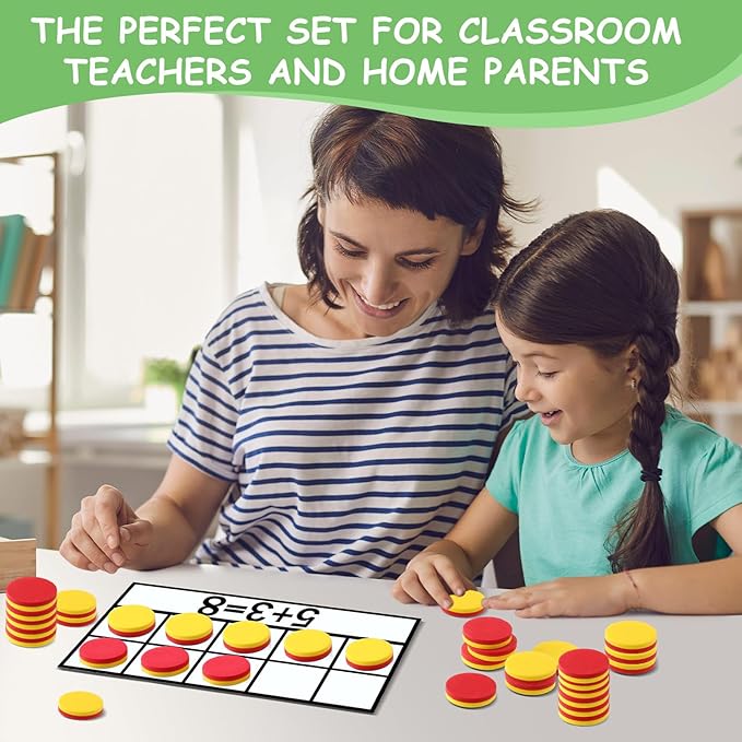 Ireer 12 Sets Magnetic Ten Frame Set, Math Counters Bulk for Classroom Early Math Manipulatives Kit for Home, Kindergarten and Elementary Teachers