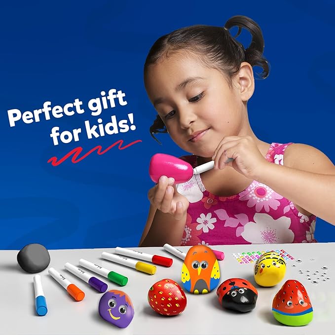 Skillmatics Rock Painting Kit - Mess-Free Art & Craft Activity for Girls & Boys, Craft Kits & Supplies, DIY Creative Activity, Christmas Gifts for Kids Ages 4, 5, 6, 7, 8, 9, 10, 11,12