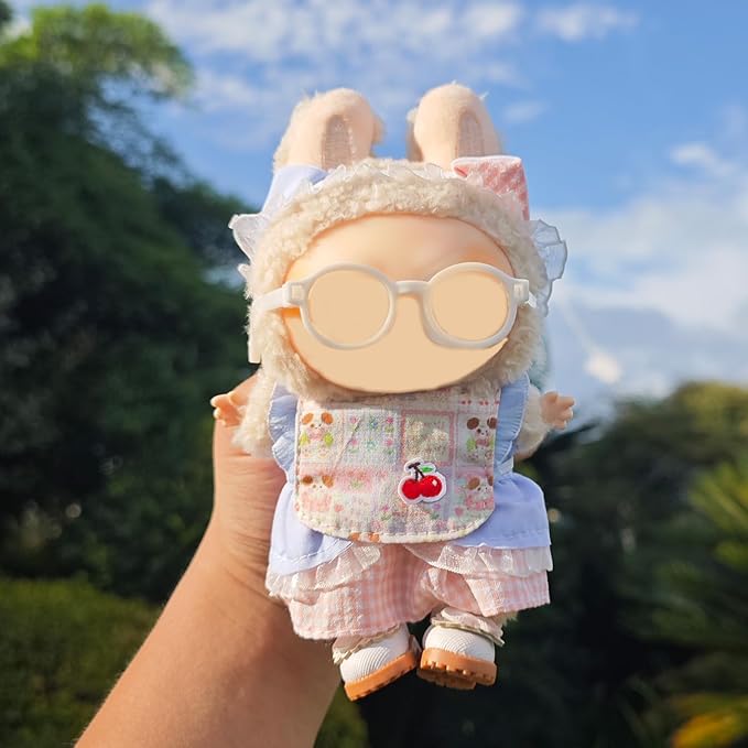 17cm Doll Clothes Set, Cute Girls Doll Outfits Set, 4 PCS Blue Maid Style Outfits Exquisite Accessories