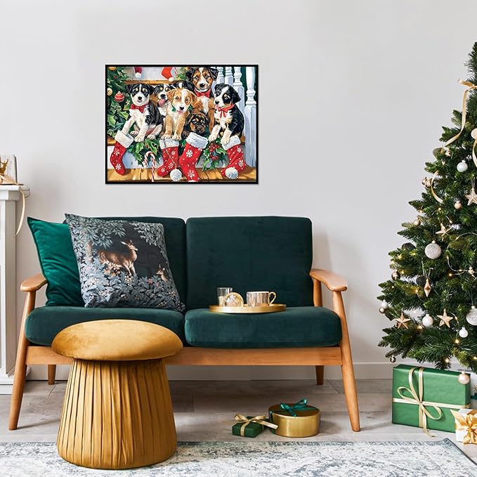 Christmas Puzzle 100 Piece Puzzles for Kids, Christmas Dogs Puzzle 100 Pieces Christmas Puppies Puzzle 100 Piece Puzzles for Adults Christmas Puzzle Puppies Puzzles for Kids Ages 6-10 Brain Teaser