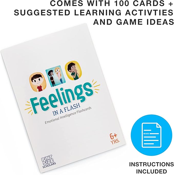 Feelings in a Flash - Emotional Intelligence Flashcard Game - Toddlers & Special Needs Children - Teaching Empathy Activities, Coping & Social Skills - 50 Scenario Cards, 50 Reaction Faces
