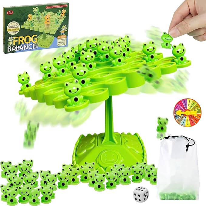 Frog Balance Game，Balance Board Game，Two-Player Balanced Tree Board Game, Montessori Frog Balance Tree Educational Toys, Children Desktop Game Gift for Boys Girls