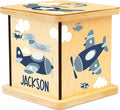 Wooden Piggy Bank for Kids and Adults, Personalized Gift Handmade in USA by BloomOwl, Custom Piggy Bank, Personalized Banks for Kids, Gifts for Baby Boys and Girls (Airplane)