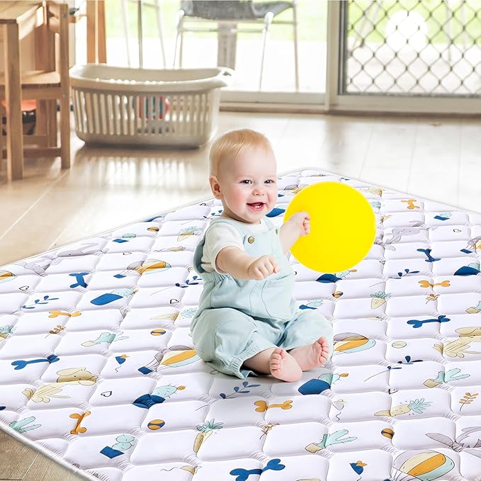 Premium Foam Baby Play Mat 50" X 50", Thicken One-Piece Crawling Mat, Non-Slip Cushioned Activity PlayMats for Infants, Babies, Toddlers, Play & Tummy Time