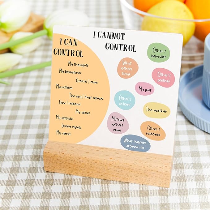 Inspirational Office Desk Decor Wooden, Mental Health Gifts, Recovery Self Care Encourage Gifts, Psychology Motivational Decorations for Corner Classroom Counseling Office