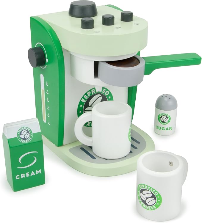 Imagination Generation Espresso Express Coffee Maker Playset, with 2 Cups, 2 Pods, 1 Portafilter, 1 Coffee Maker, Cream & Sugar (8 Pcs)
