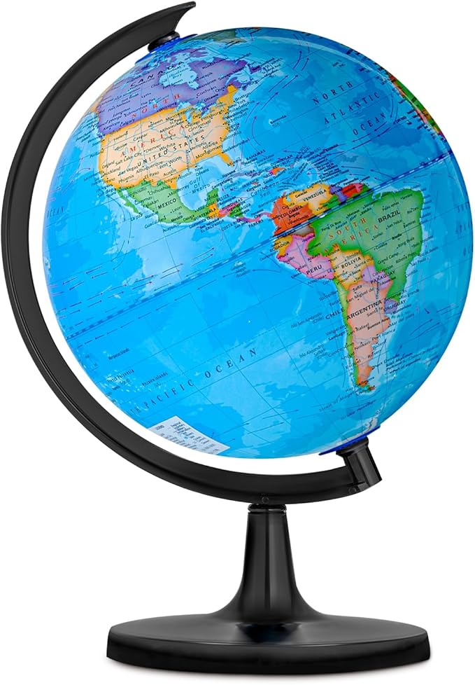 GOCHANGE 8" Kids Globe, Political Globe with HD Waterproof Surface & Writable & Erasable Globe & Bright Colors to Stimulate Children's Interest, Funny Educational Tools & Desk Decoration & Gifts