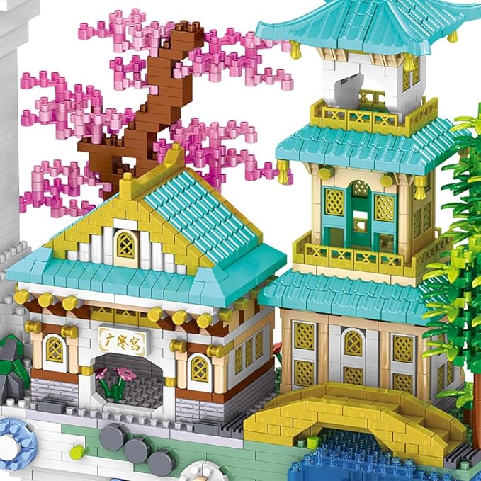 Moon Palace Micro Brick Building Set (3661 Pieces) – Famous Chinese Fable Architecture Model Educational Toy Gift for Kids and Adults