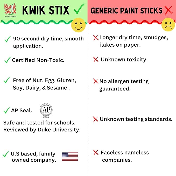 Kwik Stix Tempera Paint, Jewel Tones, 10 Colors
