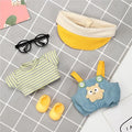 5 Pcs Set-17cm Doll Rabbit Bunny Clothes,Bucket Hat Sunhat+Glass Frame+Shirt+Overalls Trousers+Shoes,Fashionable Outfit for Dress up Unique Style, Doll Costume Cosplay Fashion Dresses-Set 8