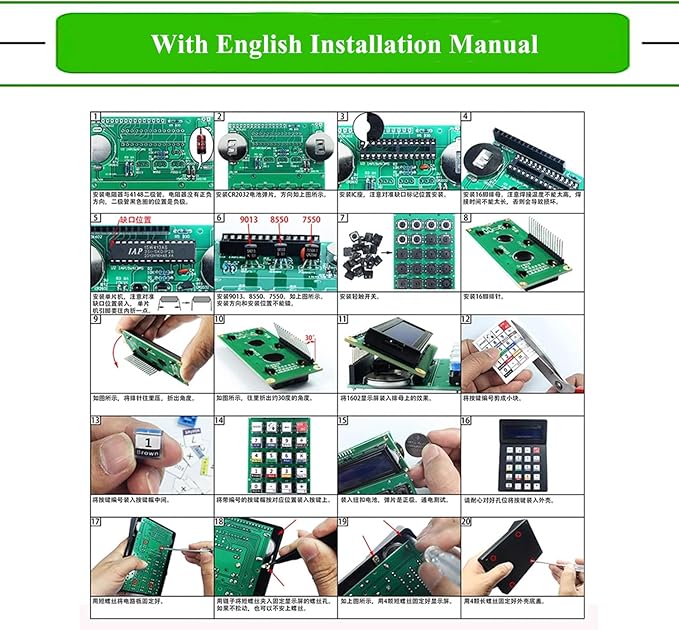 Electronic Calculator Soldering Practice Kit Desk Calculator Soldering Project Kit Electronic DIY Kits with 1602 LCD Display HUAGZIMO