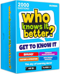 Board Games for Kids 8-12 and Family - Set of 4 Who Knows It Better? - 2000+ Questions Across Biology, Culture, STEM and Math - Educational Trivia Cards for Learning and Game Night