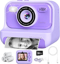 Kids Instant Print Camera with 2.4 Inch Screen, Christmas Birthday Gifts for Girls Age 3-12, 1080P Digital Camera, Portable Toddler Travel Toy for 3 4 5 6 7 8 9 10 Year Old Girls, Purple