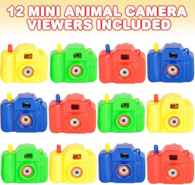 ArtCreativity Mini Plastic Animal Camera Viewers, Set of 12, Children’s Pretend Play Prop with Images in Viewfinder, Fun Birthday Party Favors, Goodie Bag Fillers, Holiday Prize for Boys and Girls