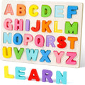 Amor Present Preschool Learning Toys,ABC Wooden Alphabet Puzzle Board for Toddlers, Educational Montessori Letters Game