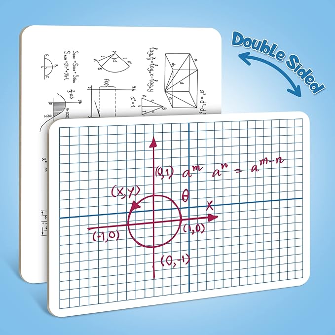 Dry Erase XY Axis Graph Whiteboard,9" x 12" Interactive Learning Coordinate Grid Double-Sided Dry Erase Board,Math Manipulatives White Board for Students,Classroom and Home,Small White Board Dry Erase