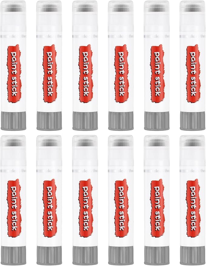 PATIKIL Tempera Paint Sticks, 12 Pcs Solid Tempera Paints Sticks Washable Bulk Markers Pen Quick Drying for Artists Beginners Art Supplies, Gray