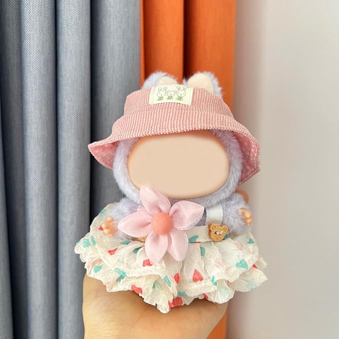 17cm Doll Clothes | Fashion Kawaii Chic Style Set for Dolls | 3-Piece Outfit with Pink Hat, Floral Decor, Pink Floral Print Dress (NO Doll)