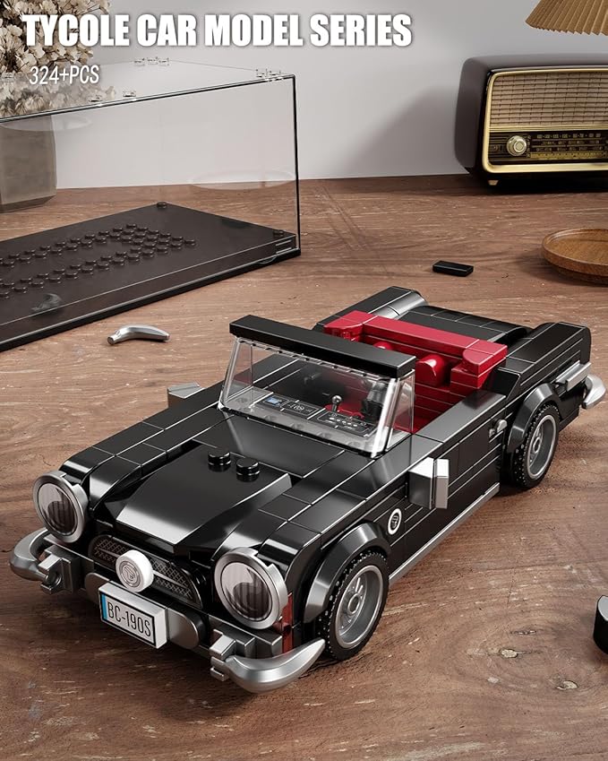 Super Sports Car Building Block Set with Display Case, Speed Race Car Building Kit, Collectible Model, Christmas Birthday Gift for Adults and Kids 6 and up (338pcs)