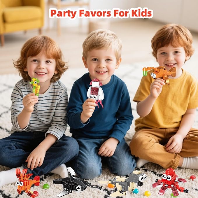 12 Pack Party Favors Building Blocks,36 pcs Ocean Animal Blocks Set,Perfect for Classroom Prizes, Birthday Party, Easter Baskets,Thanksgiving Day