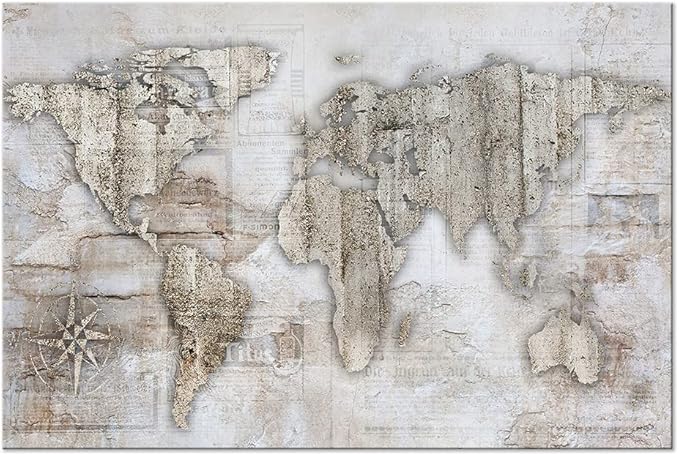 artgeist Pinboard World Map 35x24 in - Cork Board & Canvas Print Wall Art 1 pcs Memoboard with 50 Pins Noticeboard Message Board Image Picture Home Decor Travel Map k-A-0502-p-a