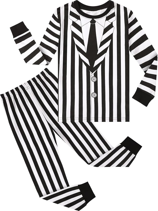 A&J DESIGN Pure Cotton Printed Pjs for 2-14 Years Kids, 2-Piece Long-Sleeved Pajamas Set
