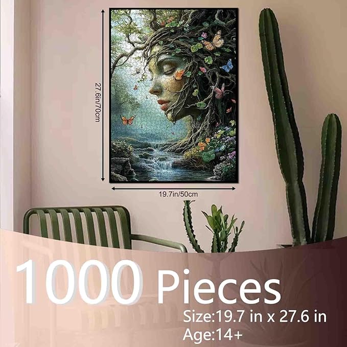 Surreal Earth Goddess 1000 Piece Puzzles for Adult Landscape Puzzle Arts Women Portrait Jigsaw Puzzle for Adults