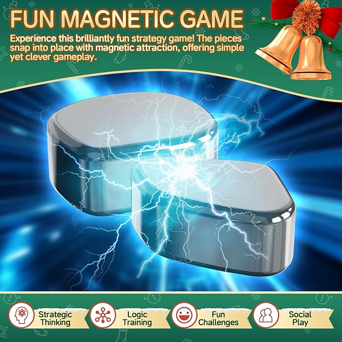 Magnet Game with String, Magnetic Game Chess for Kids Adults, Strategy Board Games for Kids 6-8-12, Christmas Family Games for Kid and Adults, Fun Version, 5-Minute Games, 2-4 Player