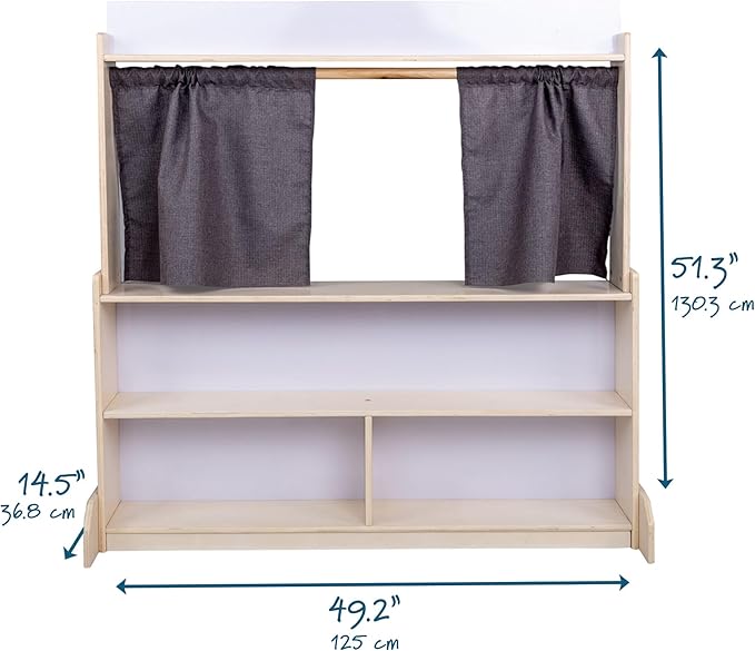 Children’s Factory Puppet Theatre with Dry Erase Board, Kids Pretend Play Learning Activities, Small Whiteboard, Classroom Furniture, Assembly Required