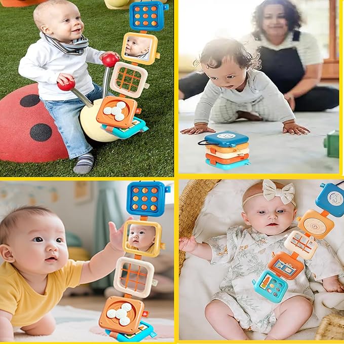 Montessori Busy Board for 1 Year Old, Baby Travel Toys for Toddler 1-3, Sensory Activity Cube with Fine Motor Skills, Birthday Toy Gifts for 1 Year Old Boys Girls
