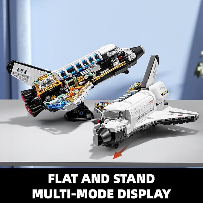 Space Shuttle Building Block Set -Spaceship Building Toy with Stretchable Satellite, Translucent Design Collection for Home or Office Decor, Birthday Gift for Adults & Boys 8-12 (536PCS)