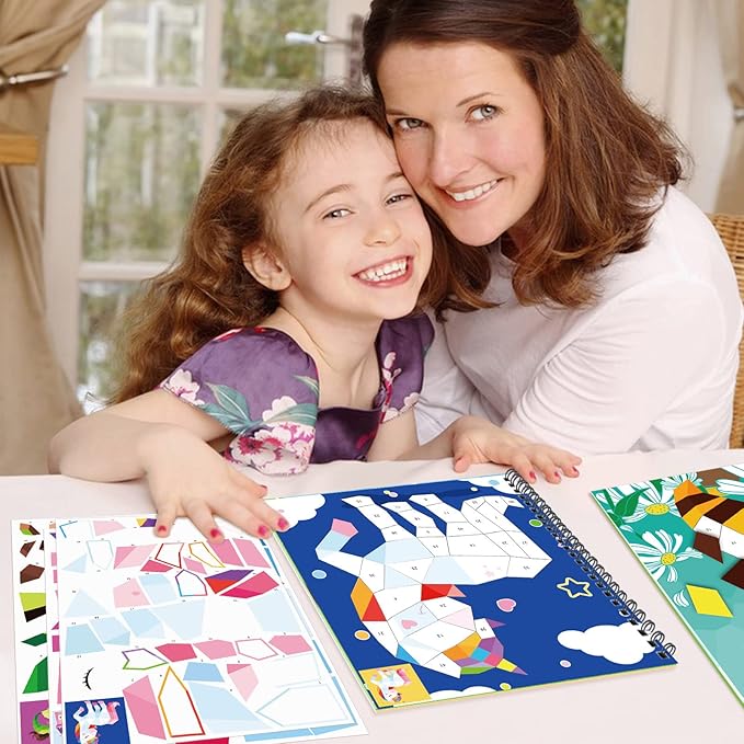 TBEEJ 2PCS Crafts for Kids Ages 4-8 Sticker Paint Books Includes Unicorn Queen Insect Witch Monster and More Designs Gift Party Create 20 Pictures（Sticker Sheets are Separate）