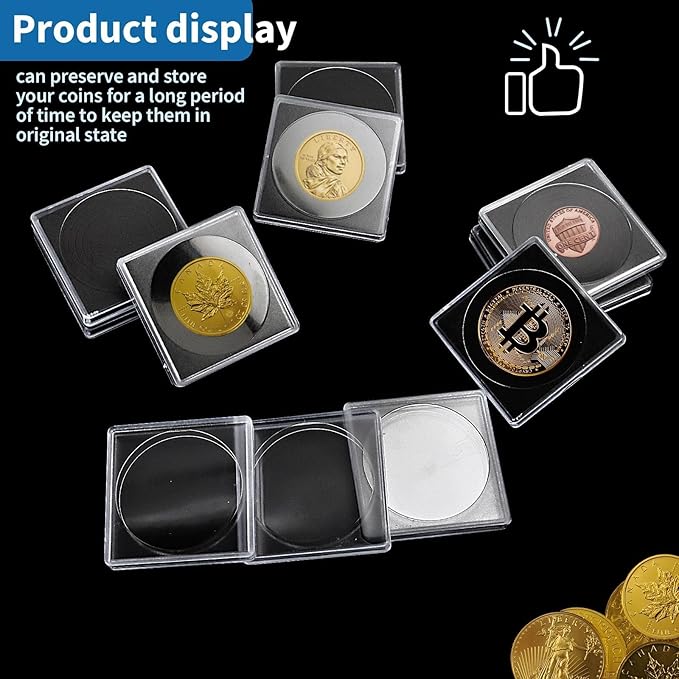 20 Pcs Adjustable Acrylic Coin Collection Cases with Sponges, Coin Snap Holder, Silver Dollar Protection Cases for Collectors, Coin Dollar Collection Supplies(20mm-40mm)