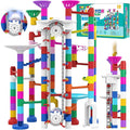 Big Motorized Marble Run - Construction Building Blocks Toys 220Pcs Marble Race Track with Elevator,Educational STEM Game Christmas Birthday Gifts for Kids 3-5 4-8 8-12 (B-Colorful)