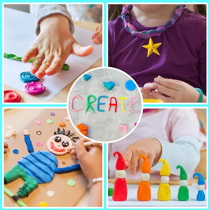ESSENSON Air Dry Clay - 80 Colors Modeling Magic Clay, Best Gift for Boys & Girls Age 3-12 Year Old, DIY Molding Kids, with Sculpting Tools, Decoration Accessories, Kids Art Crafts