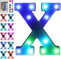 Foaky Colorful LED Letter Lights with Remote,Marquee Light Up Letters Sign for Night Light Wedding/Birthday Party Battery Powered Christmas Lamp Home Bar Decoration(X)