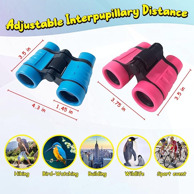 ESSENSON Binoculars for Kids Toys Gifts for Age 3-12 Years Old Boys Girls Kids Telescope Outdoor Toys for Sports and Outside Play Hiking, Bird Watching, Travel, Camping, Birthday Presents (Set of 2)