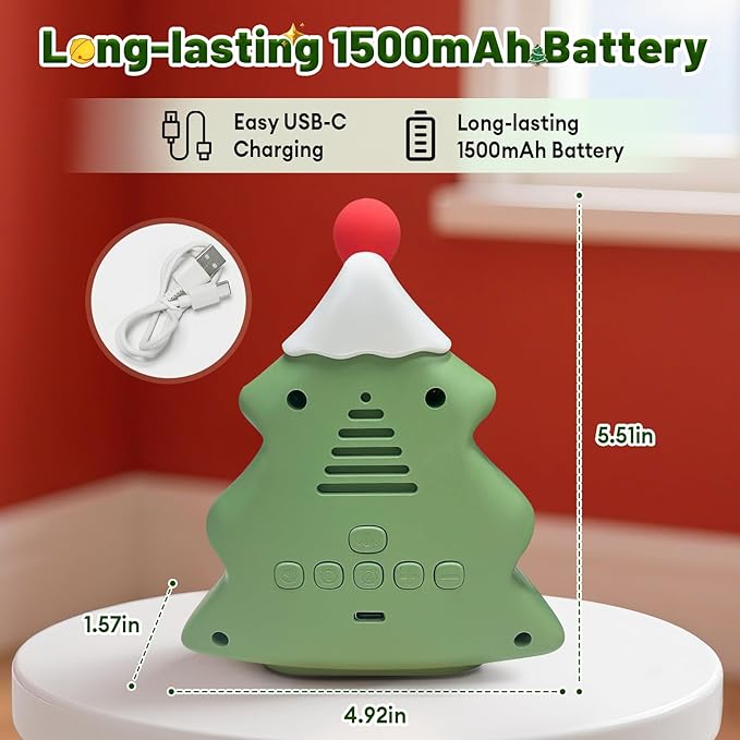 Christmas Tree Kids Alarm Clock, Digital Alarm Clock for Children with Snooze, 5 Ringtones, 8 Volume Levels, Gentle Night Light Timer, Easy-to-Read Display, Fun Holiday Wake Up Clock Gift