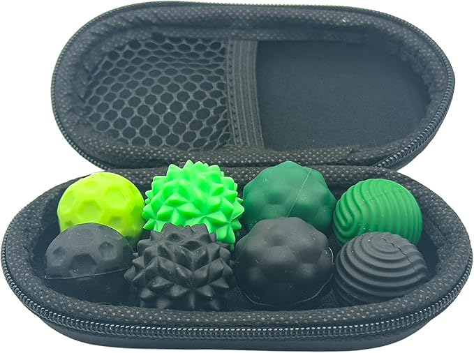 Fidget Toys Adults - 8 Pack Magnetic Balls (2 Sizes) Sensory Toys for Anxiety ADHD Autism - Silent Stress Relief Desk Toys with Case (Black & Green)