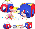 3-in-1 Kids Play Tent with Play Tunnels and Ball Pit, Pop Up Toddler Tent for Boys and Girls, Indoor and Outdoor Playhouse, Gift Idea
