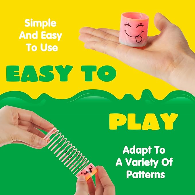 JOYIN 30 Pcs Spring Rainbow Party Favor, Mini Plastic Coil Spring Toy, Fidget Stress Coil Mini Springs Bulk Toys for Carnival Prize Birthday, Halloween Goodie Bag Stuffers