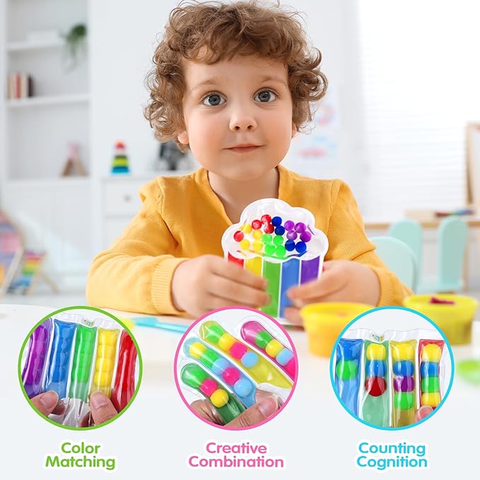 2 PCS Color Sorting Sensory Toys for Toddlers: Quiet Calm Down Corner Supplies for Kids - Fine Motor Matching Game for Preschool Learning Activities - Classroom Autism Sensory Products for Kids 3+