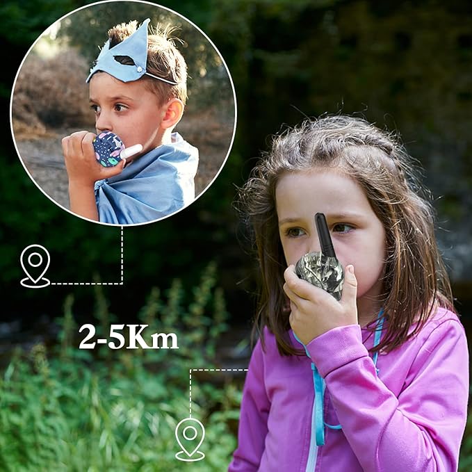 QNIGLO Camping Walkie Talkies for Kids Rechargeable, Camo Kids Walkie Talkies for Boys Girls fit Outdoor Adventure Game Spy Gear Hiking, Army Police Toys for 3 4 5 6-12 Year Old