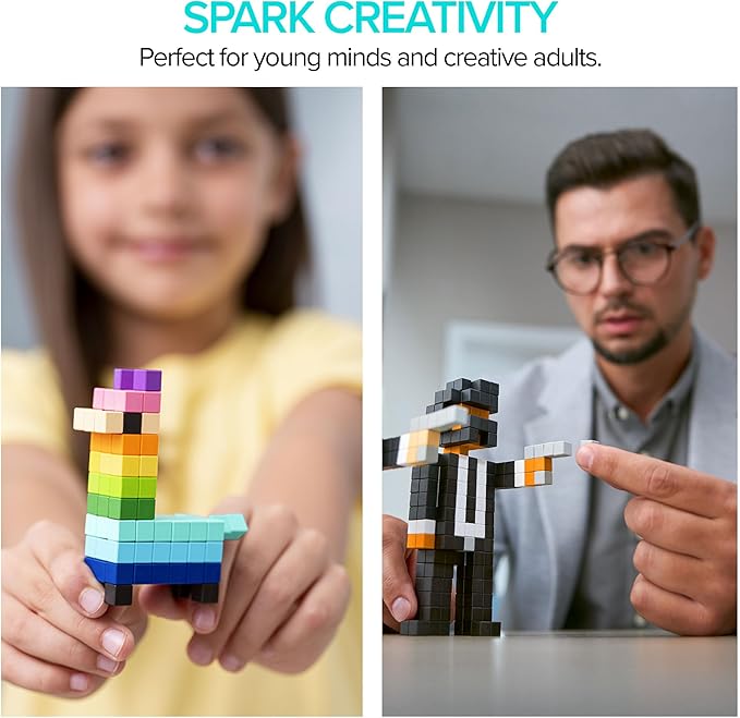 PIXIO-100 - Tiny Magnetic Blocks Building Toy in The Pixel Art Style with Free App - 5/16" Plastic Cubes with 6 Magnets Inside - Open Ended Toy - Creativity Toy for Ages 6+