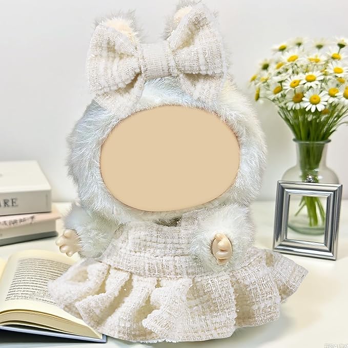 4 Sets Clothes for LABUBU Doll (NO Doll), Handcrafted Crochet Accessories for LABUBU About 6.7'' Dolls, Premium Outfit-Cute Clothes for Dress up Unique Style (Pink Packaging Box+Clothing Sets.)