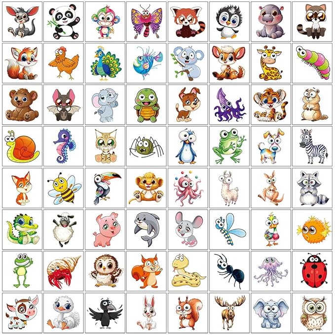 Animals Temporary Tattoos for Kids, 160Pcs Larger Tattoos Mixed Cute Animals Stickers, Party Favors Goodie Bag Stuffers Gifts Christmas Birthday